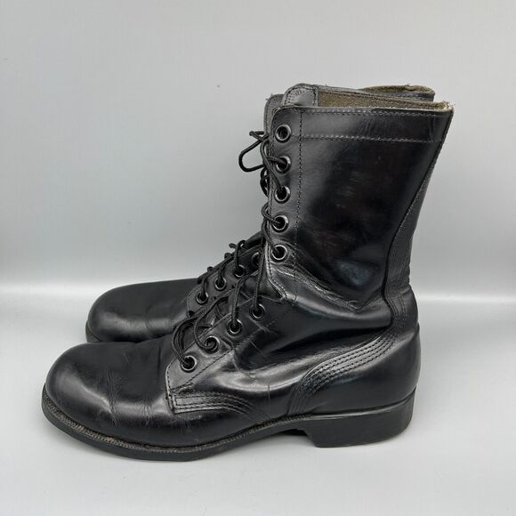 Vintage Military‎ Combat Boots 1984 size 8 Regular Waffle Sole RO Search Leather - Picture 1 of 9